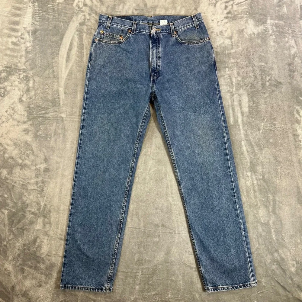 Vintage Levi's 505 Regular Fit Straight Leg Jeans Men's 36x34 Blue Medium Wash